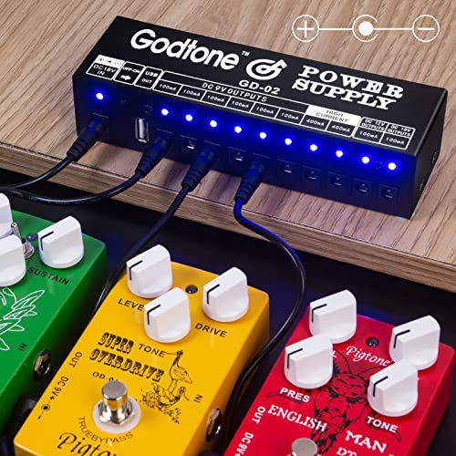 Guitar Pedal 10 DC Outputs for 9V 12V 18V Effect Pedal Power Supply