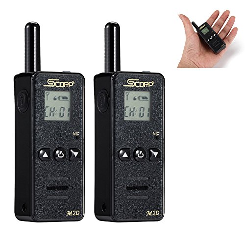 SCORP Walkie Talkie, Mini Two Way Radio 128 Channels Up to 3 Miles LCD Display UHF Handheld Walkie Talkies with Earpiece (2pcs Pack, Black) SCORP Walkie Talkie, Mini Two Way Radio 128 Channels Up to 3 Miles LCD Display UHF Handheld Walkie Talkies with Earpiece (2pcs Pack, Black)
