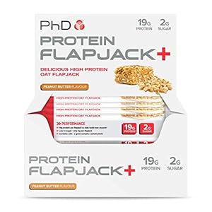 PhD Nutrition High Protein Flapjack+ Bars, Peanut Butter, 75 g, Pack of 12