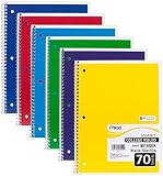Mead Spiral Notebook, College Ruled, 1 Subject, 70 Sheets, 7.5" x 10.5", Assorted Colors, 24 Pack