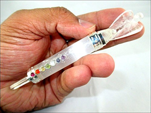 Jet Selenite Mini Crystal Angel Chakra Wand Stick Approx. 4.5 inch Pointed Energized Charged Cleansed Programmed Pure Genuine Stick Free Booklet Jet International Crystal Therapy Balancing