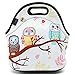 ICOLOR Cute Three Owls Boys Girls Insulated Neoprene Lunch Bag Tote Handbag lunchbox Food Container Gourmet Tote Cooler warm Pouch For School work Office