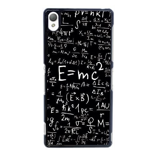 Sony Xperia Z3 Case,Complex Mathematical Formulas Pattern,Black Background Durable Hard Plastic Scratch-Proof Protective Case,Black