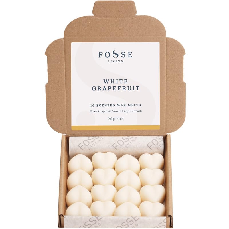 White Grapefruit Soy Wax Melts 16 Pack | Bright, Tangy & Uplifting | Natural, Vegan & Plastic Free | Up to 96 Hrs Scent | Pet Safe | Handmade in UK – Fosse Living