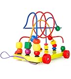 Wooden Bead Maze Pull Toy & Activity Cube | Early Childhood Education Toys to Develop Cognitive Thinking & Fine Motor Skills | Wooden Roller Coaster for Kids, Toddlers & Children by Boxiki Kids