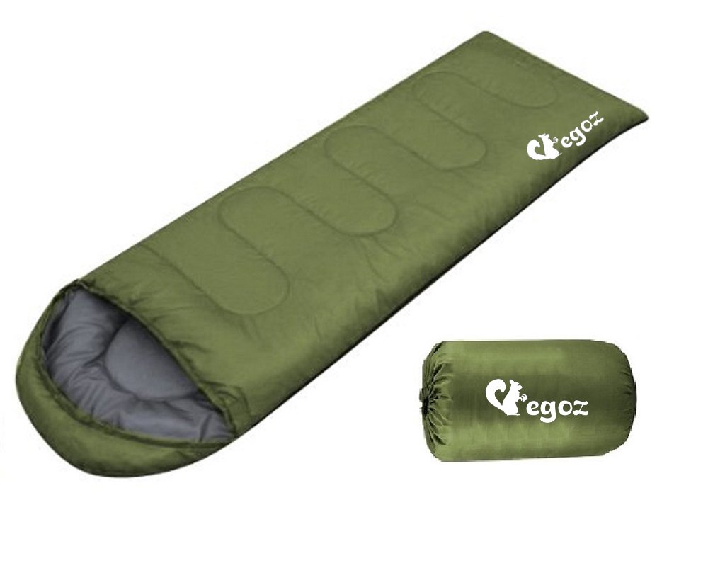 Peanut By EGOZ Sleeping Bag Easy to carry Warm Adult Outdoor Sports Camping Hiking With Carry Bag Lightweight (Army Green)