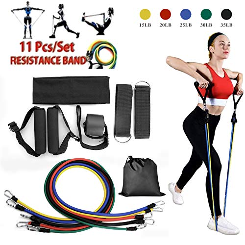 VOKUA-11-pcs-Resistance-Bands-Set-Strength-Training-Equipment-and-Exercise-Fitness-Accessories-for-Gym-TrainingYoga-Metal-Foot-Ring-Carrying-Case-Home-Workouts