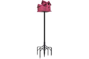 RINLAIN Bird Feeder Pole Kit 110 Inch,Bird House Pole for Outdoors Heavy Duty,5 Base Prongs Adjustable Bird Feeder Stand for Bird House