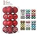Valery Madelyn 16ct 80mm Essential Red Shatterproof Christmas Ball Ornaments Decoration for Holiday Wedding Party, Tree Balls 8cm/3.15inch, 16 Hooks Included, Themed with Tree Skirt(Not Included)