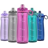 Pogo Plastic Water Bottle with Straw Lid and Carry Handle, Reusable, BPA Free, Dishwasher Safe, Perfect for Travel, School, Outdoors, and Gym | 32oz, 40oz