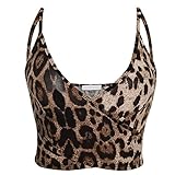 Zeagoo Women Sexy Leopard Printed Crop Top Spaghetti Strap Blouse Leopard Small