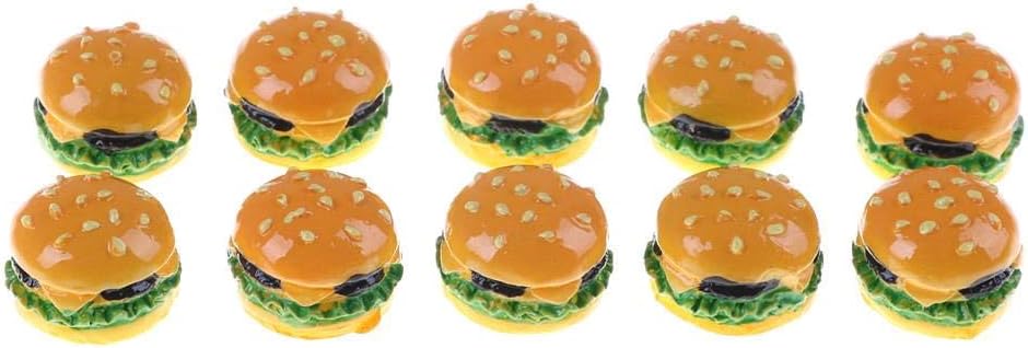 10PCS Artificial Fake Bread Hamburger Miniature Mini Food Miniature Models Resin Flatback Slime Charm Cabochons Simulation Creative Cute Artificial Fake Bread DIY Dollhouse Accessories Party Favors
