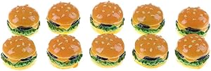 10PCS Artificial Fake Bread Hamburger Miniature Mini Food Miniature Models Resin Flatback Slime Charm Cabochons Simulation Creative Cute Artificial Fake Bread DIY Dollhouse Accessories Party Favors