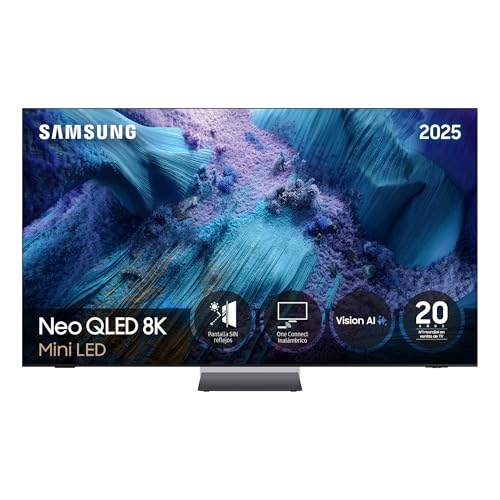 TV 75 Pulgadas Neo QLED QN990F 8K Mini LED, Smart TV con Vision AI, conexión sin Cables, Pantalla sin Reflejos Glare Free y hasta 240Hz