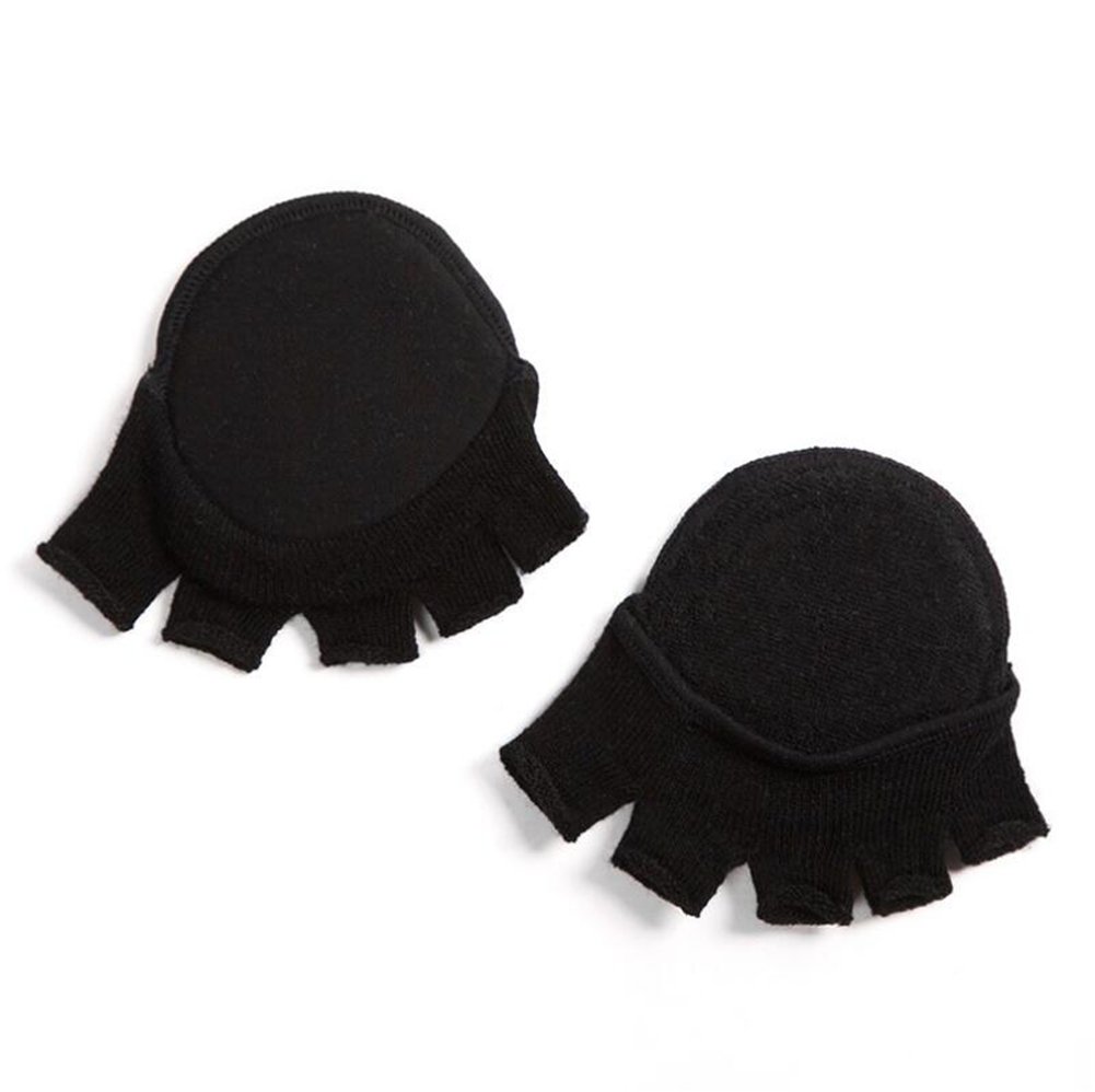 Open Five-Toes Socks Forefoot Pads, Women Anti-Slip Breathable Sweat-Absorbent Peep Toe Half Socks Cushions, Forefoot Toe Separating Correction Socks No Show Heelless Toe Socks (Black)