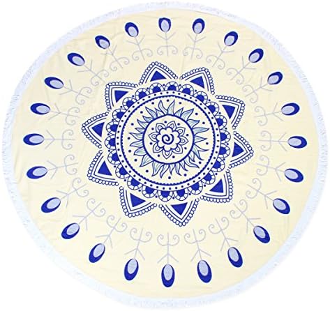 MYS Collection Riah Fashion Women's Printed Round Summer Beach Towel Cover Up Beach Wear (Mandala - Yellow)