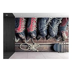 Vintage Ice Skates - Removable Wall Mural | Self-Adhesive Large Wallpaper - 66x96 inches