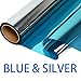 Window Film One Way Mirror Film Privacy Static Non-Adhesive Decorative Heat Control Anti UV Window Tint for Home and Office, Blue Silver 6mil, 23.6” x 78.7”