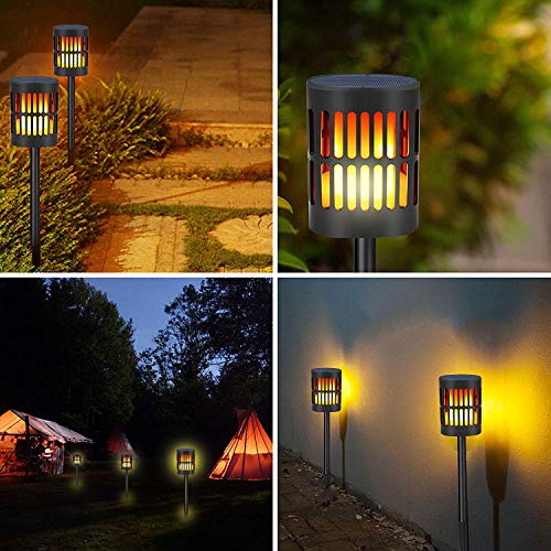 Balight Solar Flickering Flame Lights, Outdoor Sloar Torches Lights Hanging Sloar Lantern Lights Waterproof Landscape Lawn Decoration Lighting Dusk to Dawn Auto On/Off for Patio Garden Yard (1 Pack)