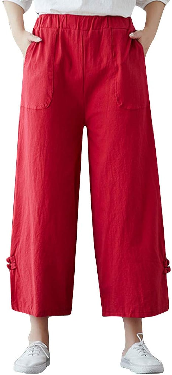 Amuse-MIUMIU Womens Track Pants Casual Relaxed Stretchy Straight Leg Bottoms Trousers Palazzo 