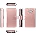 ULAK Galaxy S6 Case, Samsung Galaxy S6 Wallet Case, Wallet Flip Case PU Leather Case Shockproof Soft TPU Inner Bumper Slim Protective Card Slots Wrist Strap Cover- Rose Gold