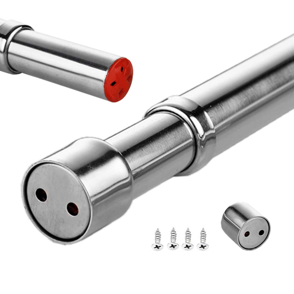 Sinzau 22.5-39.5 inches Extendable Wardrobe Rod, Stainless Steel Wardrobe Rail Tube with End Sockets