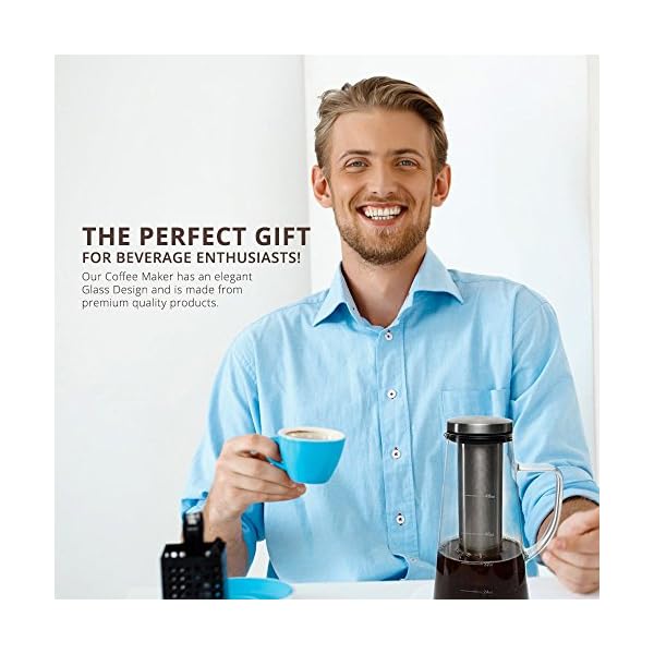 Large Cold Brew Iced Coffee Maker and Tea Infuser 1.5 Liter (48 Ounce