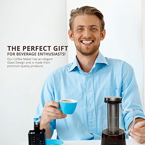 Large Cold Brew Iced Coffee Maker and Tea Infuser 1.5 Liter (48 Ounce