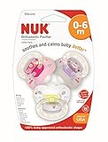 NUK Orthodontic Pacifiers (0-6m) 3 count, Value Pack, Silicone, Girl Designs