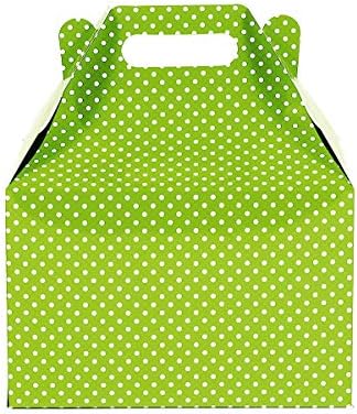 12CT(1 Dozen) Large Biodegradable, Kraft/Craft Favor, Treat Gable Boxes (Large, Polka Dot Lime Green)