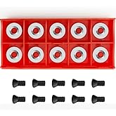 12mm Round Carbide Inserts for Woodturning, R12 X 2.5mm Indexable Tungsten Carbide Cutter Inserts Set fits for DIY Woodworking Wood Lathe Turning Finisher Hollower Tools with Screws 10pcs