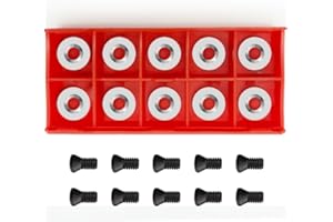 PLEBANRED 12mm Carbide Inserts for Wood Lathe Tool, R12 X 2.5mm Indexable Tungsten Carbide Lathe Tools Fits For DIY Woodworking Wood Lathe Turning Finisher Hollower Tools with Screws 10pcs (M4*8)
