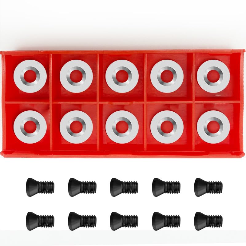 Photo 1 of 12mm Round Carbide Inserts for Woodturning, R12 X 2.5mm Indexable Tungsten Carbide Cutter Inserts Set fits for DIY Woodworking Wood Lathe Turning Finisher Hollower Tools with Screws 10pcs