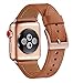 WFEAGL Compatible iWatch Band 42mm 44mm, Top Grain Leather Band with Gold Connector (The Same as Series 5/4/3 with Gold Aluminum Case in Color) for iWatch Series 5/4/3/2/1 (Brown Band+Rosegold Connector)