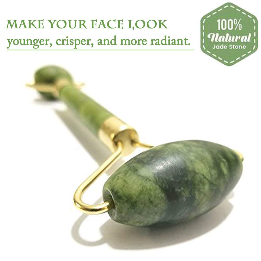 100% Natural Jade Face Roller/Anti Aging Jade Stone Massager for Face & Eye Massage - Make Your Face Skin Smoother and Looks Younger: Beauty
