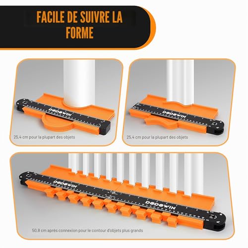DODOWIN Connectable Contour Gauge 50 cm Copier Profile Parquet Shape Tracing Tools Tile Cutter Fathers Day Gift Dad Gift Idea Father's Day Gift for Dad