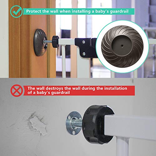 Plastic Baby Gate Wall Bumper,PRObebi Child Gate Small Protector fit 60 Baby Gate,Pet Gate with Door-Dog Gate Extra Wide,Baby Gate Wall Mount Saver Pressure Mount Replacement Part Accessory,4PCS Brown - Thumbnail 3