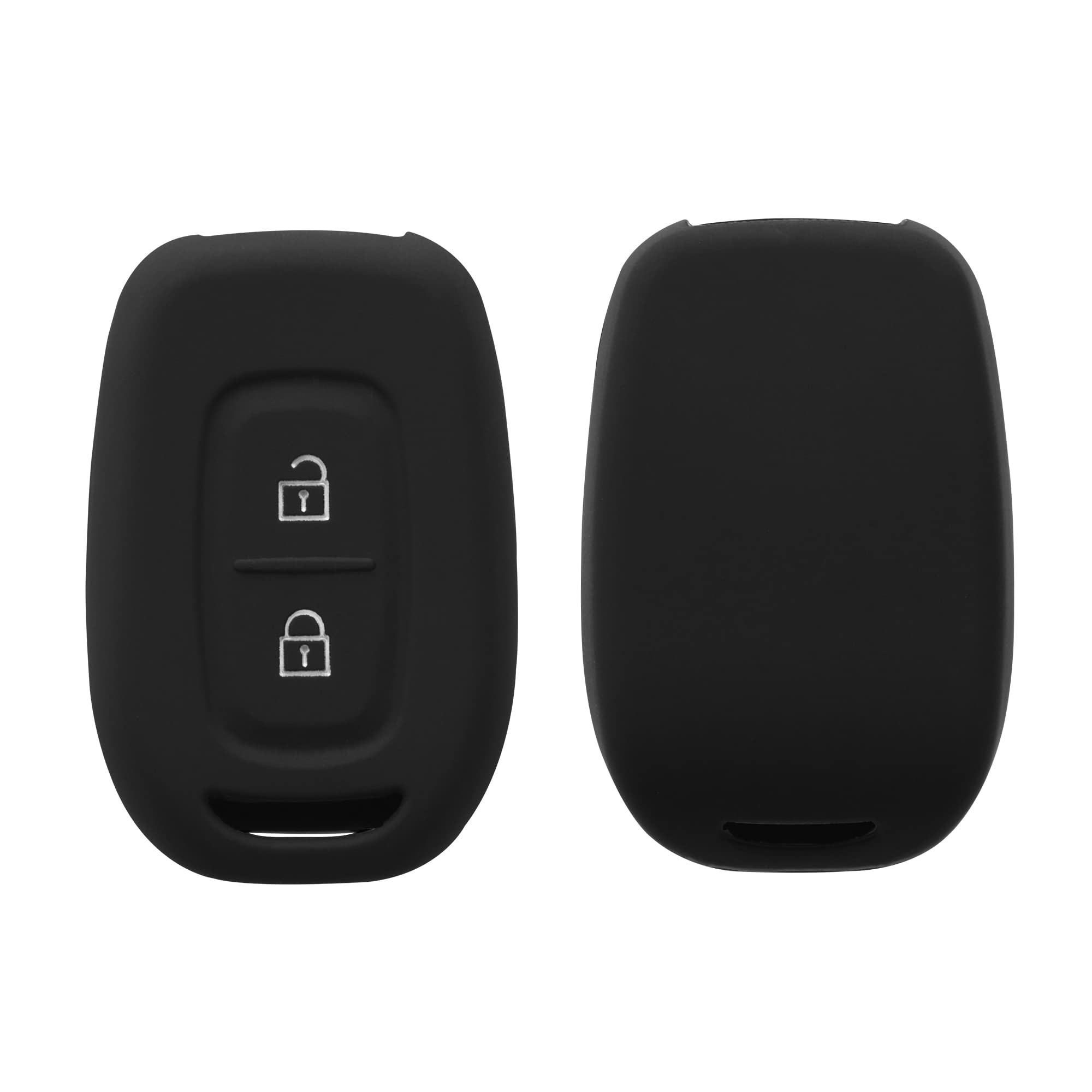 kwmobile Key Cover Compatible with Renault Dacia 2 Button Remote Control Car Key - Soft Silicone Car Key Fob Holder Protector Case - Black