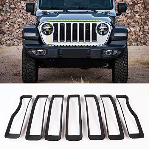 LAUTO 7Pcs ABS Front Mesh Grille Grill Inserts Kit for Jeep Wrangler JL 2018+,Matteblack
