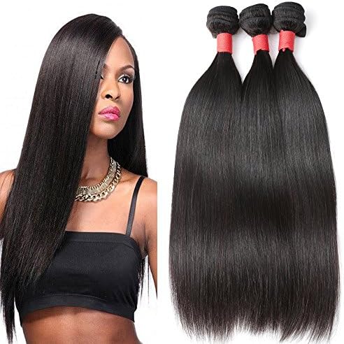 Shengyao Hair 8A Grade Brazilian Remy Virgin Hair, Unprocessed Double Drawn Siky Straight Huam Hair Weave with Soft Touch 3bundles (12 14 14)