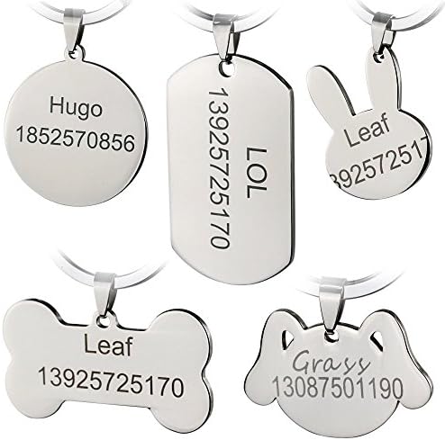 Bangoo Stainless Steel Pet Id Tags Personalized Customized Dog Tags Engraved Front/Back For Cat And Dog With Different Shapes
