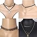 Tpocean Black Leather Double Layered Choker Necklace with Rhinestone Crystal Heart Pendant Gold Chain Velvet Lace Neck Collar Choker Necklace for Girls Women 20 PCS
