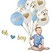 Baby Boy Shower Decorations, 13 Piece Set Includes Oh Boy Banner, Blue It's a Boy Balloons, Confetti Balloons, Gold Heart Balloons and Baby Shower Planner for Memorable Event