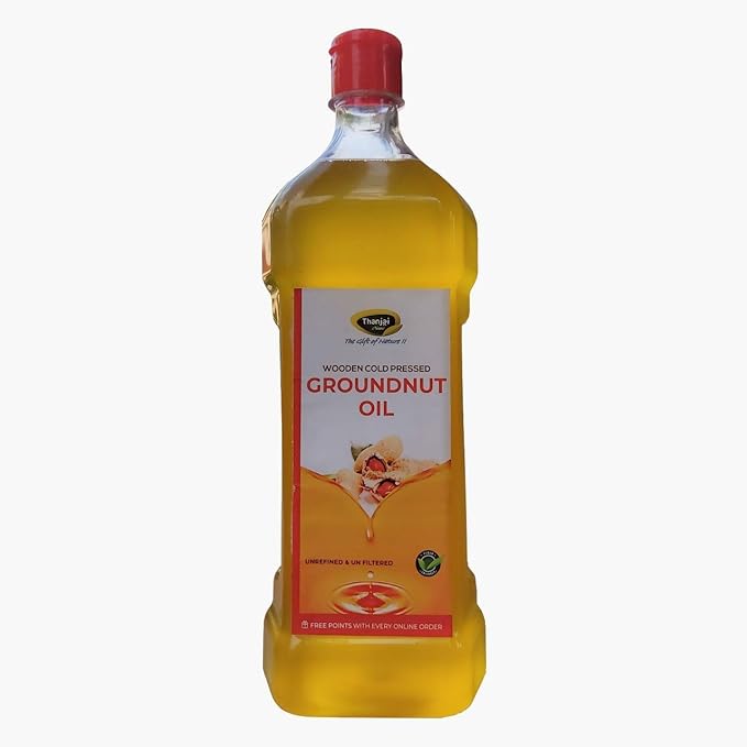 Thanjai Natural 1000ml Groundnut Oil Virgin Unrefined Wooden Cold Pressed Groundnut Oil Natural Peanut Oil For Cooking Heart Health Cholesterol Free No Preservatives 1000ml Amazon In Grocery Gourmet Foods