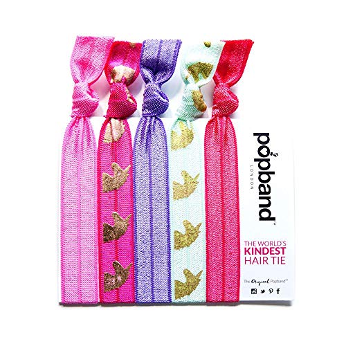 Popbands Hair Bands Crease Free Hair Ties Unicorn Pack Of 5