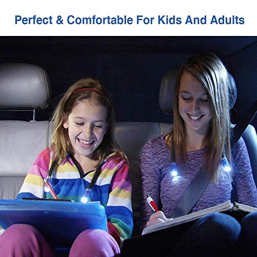 LED Book Light Rechargeable Neck Reading Light, LUXNOVAQ 4 LED Hug Light USB Knitting and Crocheting Lamp with Flexible Arm & 3 Adjustable Brightness for Bookworms Bed Reading, Blue - Thumbnail 5