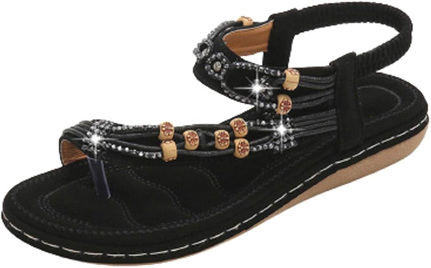 SAGACE Women Summer Pinch Casual Bohemian Diamond Sandal Gladiator Sandals Girls Roman Flats 
