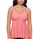 Swim Solutions Women's Textured Underwire Tankini Top (Guava, 16)