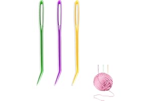 3pcs Bent Tapestry Needles,Aluminum Large-Eye Blunt Yarn Needles,Wool Needles for Sewing up Knitting,Sewing Knitting Needles 