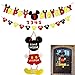 Mickey Mouse Party Supplies Kits, Minnie Happy Birthday Banner, Garland and Welcome Hanger for Baby Kids Shower Theme Parties Decoration